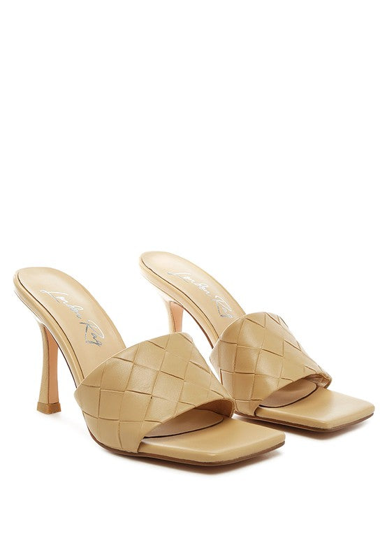 CARMEN HIGH HEELED WOVEN SQUARE TOE SANDAL