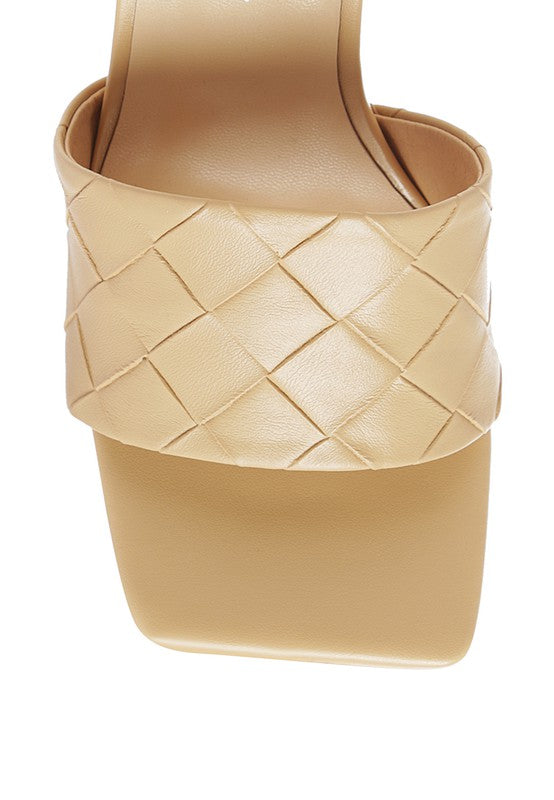 CARMEN HIGH HEELED WOVEN SQUARE TOE SANDAL