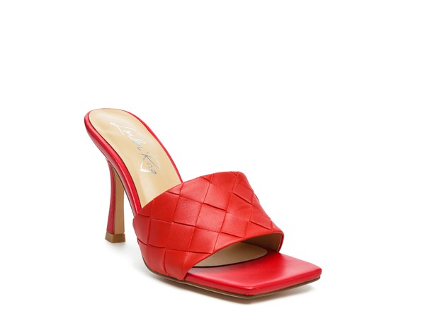 CARMEN HIGH HEELED WOVEN SQUARE TOE SANDAL