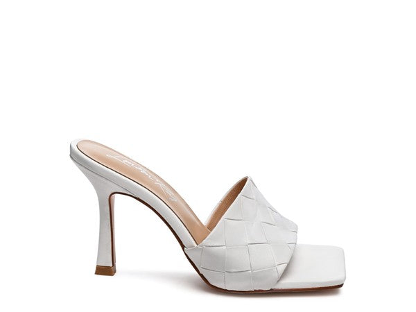 CARMEN HIGH HEELED WOVEN SQUARE TOE SANDAL