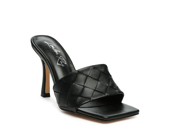 CARMEN HIGH HEELED WOVEN SQUARE TOE SANDAL