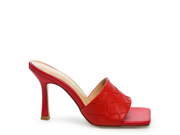 CARMEN HIGH HEELED WOVEN SQUARE TOE SANDAL