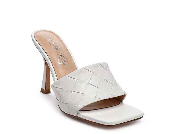 CARMEN HIGH HEELED WOVEN SQUARE TOE SANDAL