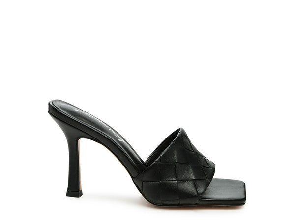 CARMEN HIGH HEELED WOVEN SQUARE TOE SANDAL