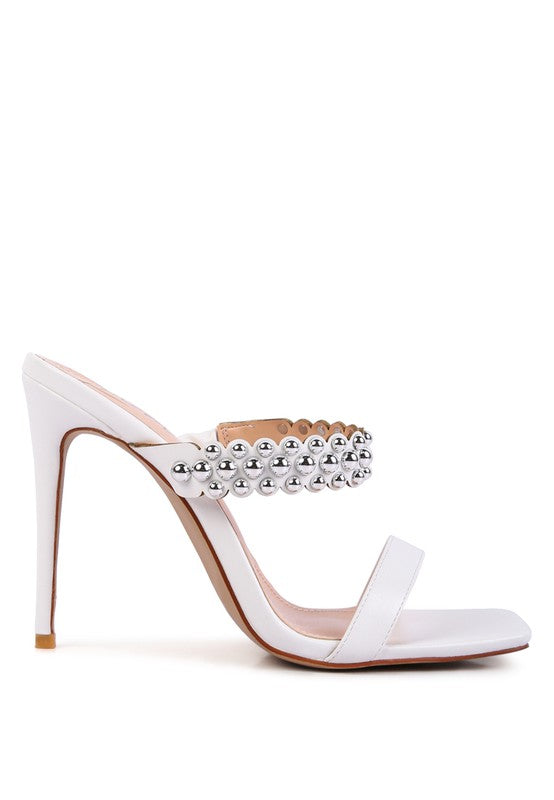 BANDY STIELETTO HEEL METAL STUD SANDALS