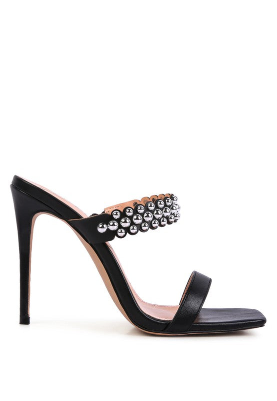 BANDY STIELETTO HEEL METAL STUD SANDALS