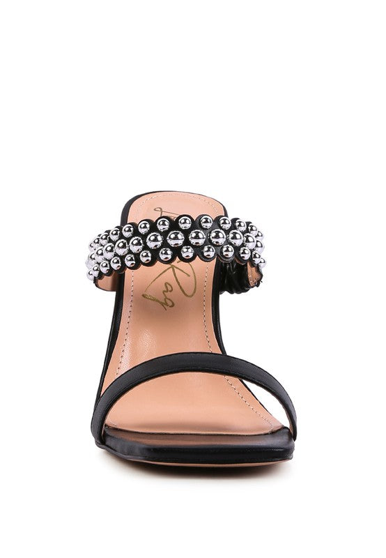 BANDY STIELETTO HEEL METAL STUD SANDALS