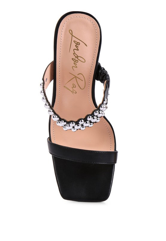 BANDY STIELETTO HEEL METAL STUD SANDALS