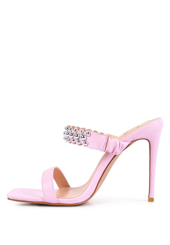 BANDY STIELETTO HEEL METAL STUD SANDALS