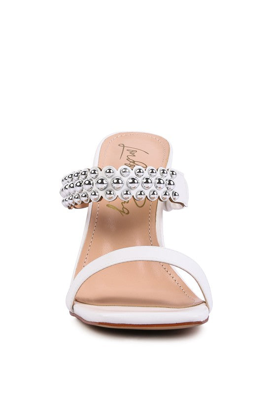 BANDY STIELETTO HEEL METAL STUD SANDALS