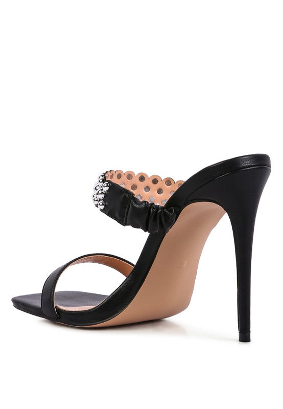 BANDY STIELETTO HEEL METAL STUD SANDALS