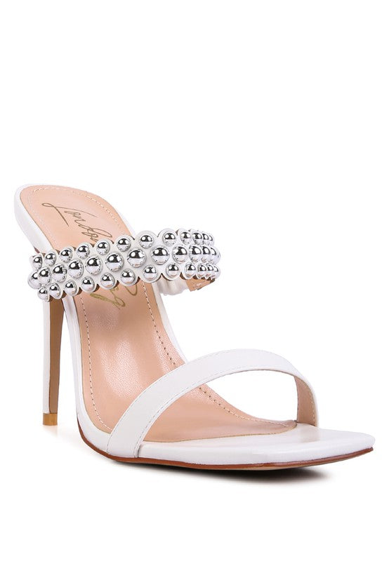 BANDY STIELETTO HEEL METAL STUD SANDALS