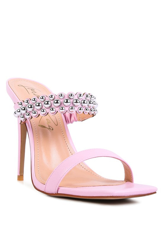 BANDY STIELETTO HEEL METAL STUD SANDALS