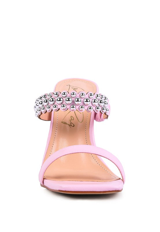 BANDY STIELETTO HEEL METAL STUD SANDALS