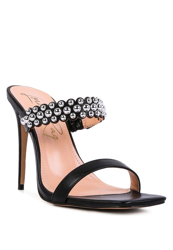 BANDY STIELETTO HEEL METAL STUD SANDALS