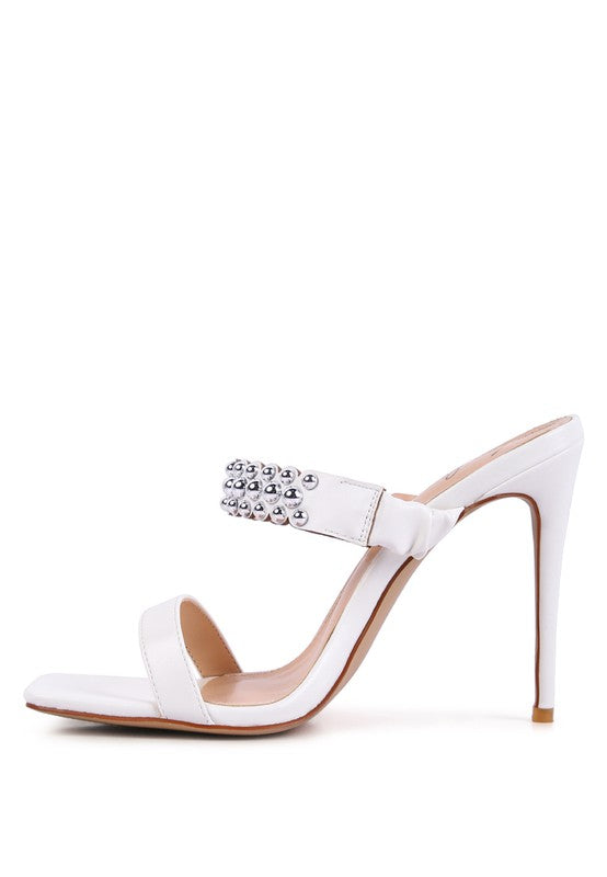 BANDY STIELETTO HEEL METAL STUD SANDALS