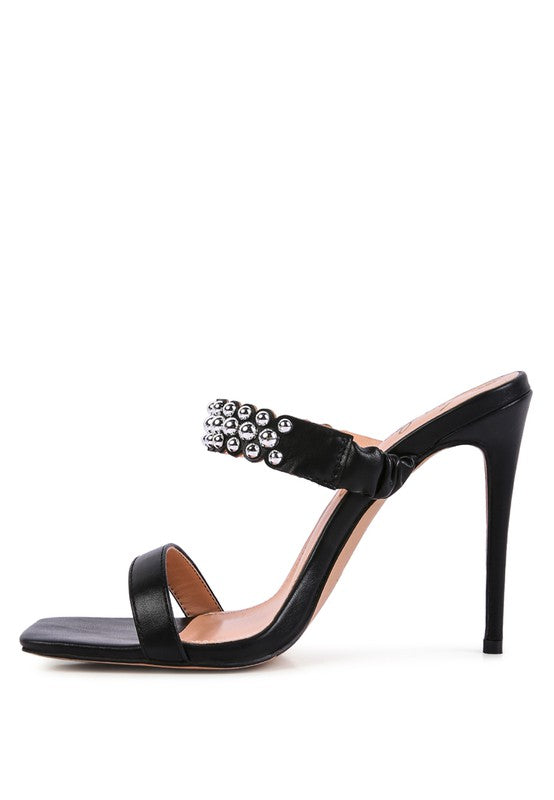 BANDY STIELETTO HEEL METAL STUD SANDALS