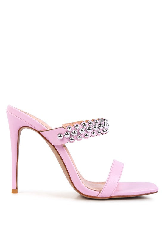 BANDY STIELETTO HEEL METAL STUD SANDALS