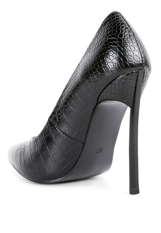 URCHIN CROC HIGH STILETTO HEEL PUMPS