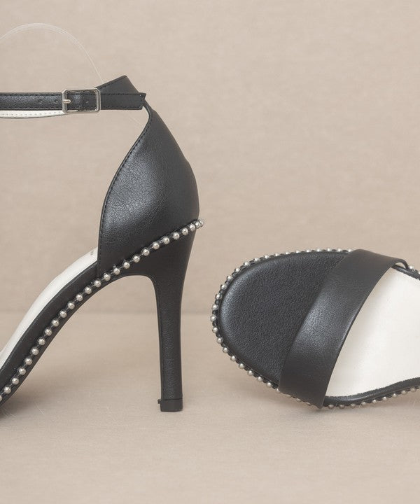 OASIS SOCIETY DUBLIN - METAL STUD OPEN TOE HEELS