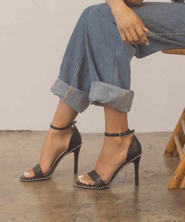 OASIS SOCIETY DUBLIN - METAL STUD OPEN TOE HEELS