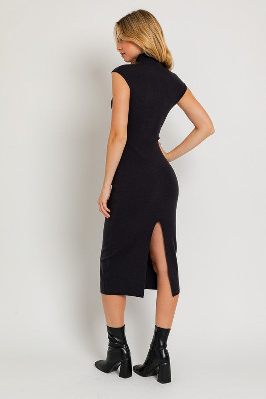 MOCK NECK SWEATER MIDI DRESS