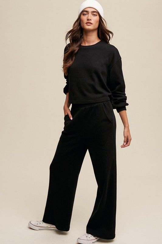 KNIT SWEAT TOP AND PANTS ATHLEISURE LOUNGE SETS