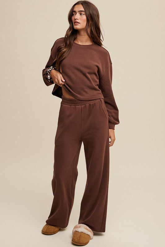 KNIT SWEAT TOP AND PANTS ATHLEISURE LOUNGE SETS