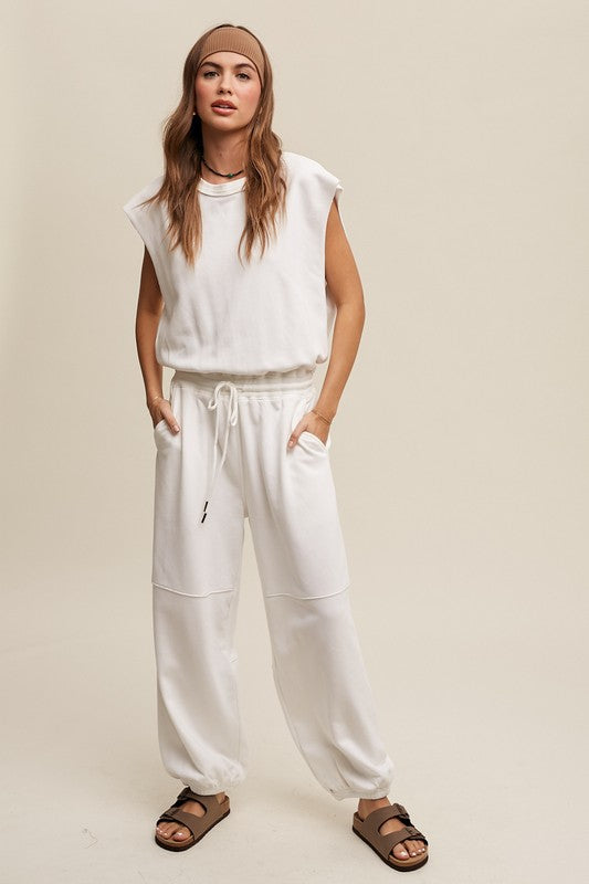 ATHLEISURE FRENCH TERRY LOOSE JOGGER JUMPSUIT