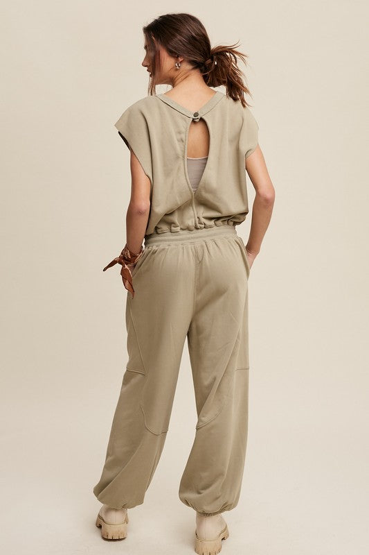 ATHLEISURE FRENCH TERRY LOOSE JOGGER JUMPSUIT