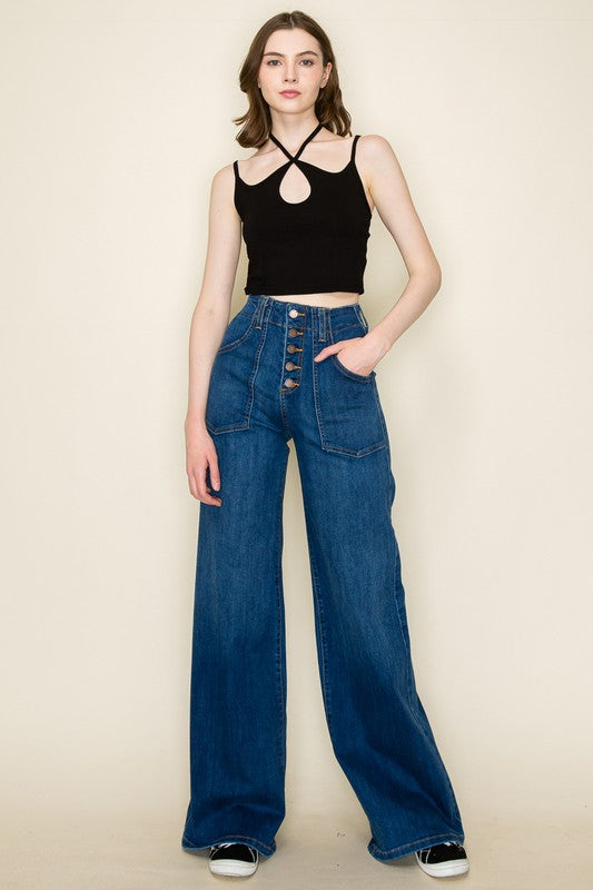 WIDE LEG DENIM JEANS