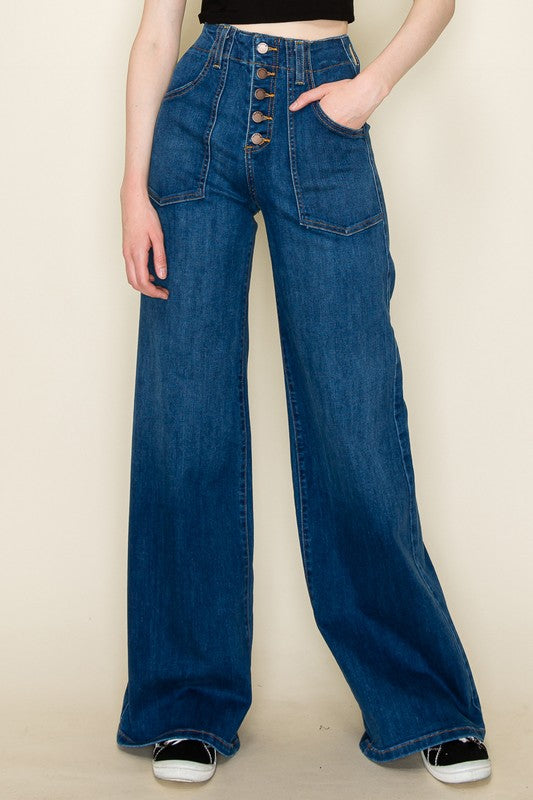 WIDE LEG DENIM JEANS